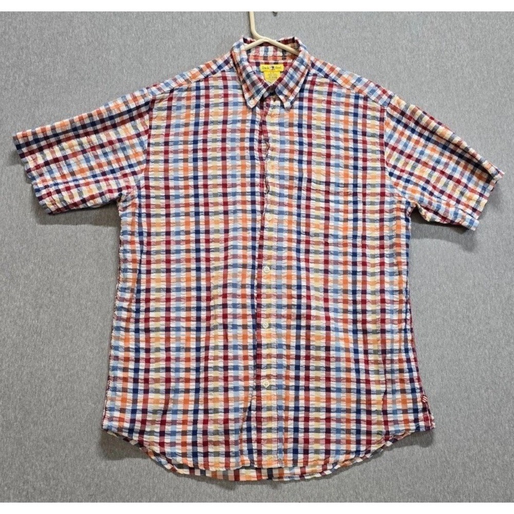 Vintage Duck Head Shirt Mens Large Multicolor Plaid Cotton Pleated Button Down
